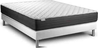 VITALIT Somier blanco + colch&oacute;n con espuma viscoel&aacute;stica 135 x 190