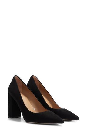 BOSS Janet Block Heel Pointed Toe Pump in Black at Nordstrom, Size 7.5