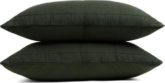Parachute Linen Box Quilted Sham Set in Evergreen at Nordstrom, Size Standard