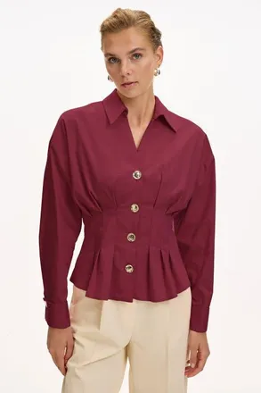 Exquise Erika Cotton Poplin Shirt in Red at Nordstrom, Size X-Large