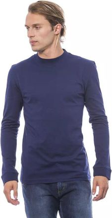 Roberto Cavalli Mens Mock Neck Long Sleeve Tshirt Ve3053 - Dark Blue Cotton - Size X-Large