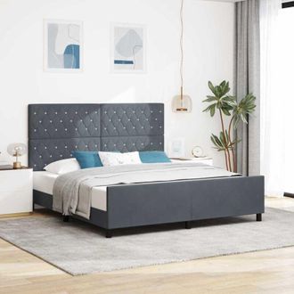 vidaXL Estructura De Cama Gris Oscuro 180 X 200 Cm Terciopelo Vidaxl