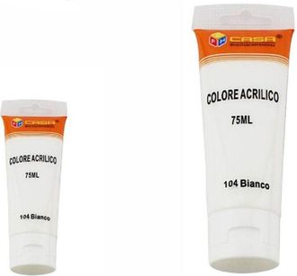 Trade Shop Trade Shop - Set 6 Pezzi Pittura Acrilica Vernice Confezione Colore Bianco Tubo 75 Ml 07485