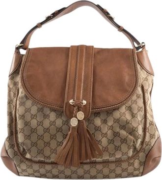 Gucci Pre-owned Shoulder Bags, female, Brown, Size: ONE SIZE Pre-owned Vintage GG Canvas Shoulder Bag