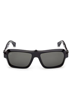 Christian Louboutin 56mm Rectangular Sunglasses in Black Gunmetal /Zeiss Smoke at Nordstrom