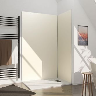 Aurlane Lote De 2 Paneles Murales Aluminio Marfil 80+120x210cm Y Perfiles Cromados