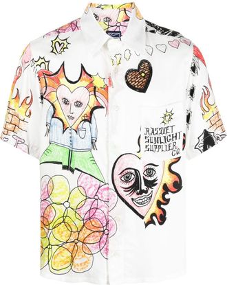 Rassvet Drawstrings graphic-print shirt - men - Viscose - M - White
