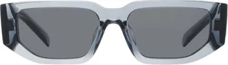 Prada Dark Grey Rectangular Mens Sunglasses PR 09ZSF 17T08Z 55