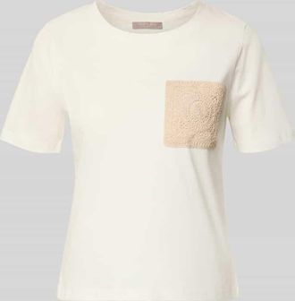 Christian Berg Regular Fit T-Shirt mit Strick-Detail in Ecru, Gr&ouml;&szlig;e 34