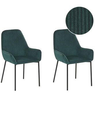 Beliani Conjunto de 2 sillas de comedor pana verde oscuro