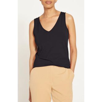 Universal Standard Double V Stretch Cotton Tank in Black at Nordstrom, Size 3Xl