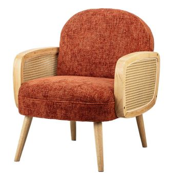 Nordlys Sill&oacute;n en madera y rat&aacute;n terracota