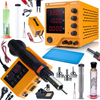OEM Set Estaci&oacute;n De Soldadura Y Fuente De Laboratorio Rares-3210 Oh660 - 32v 10a 660w Flux Rma-223 Nc-559 10cc Alfombrilla Silicona 200x300mm