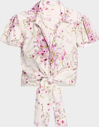 Cinq &agrave; Sept Marianna Tie-Front Midsummer Bloom Blouse