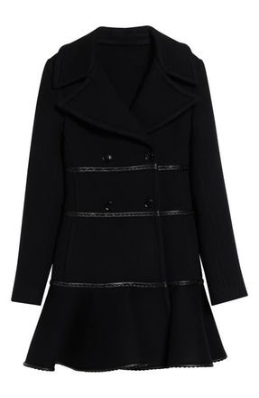 Alaia Princess Double Breasted Wool Coat in Noir Alaia at Nordstrom, Size 12 Us