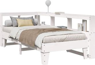 vidaXL Cama Con Estanter&iacute;a Sin Colch&oacute;n Madera Maciza Blanca 75x190 Cm Vidaxl