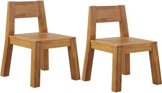 Beliani Beliani - Conjunto De 2 Sillas De Jard&iacute;n De Madera De Acacia Clara Laminada R&uacute;stico Livorno