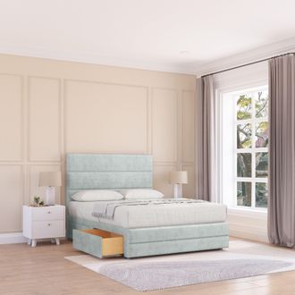 Sloomy Monaco Bed Base 4 Drawers 12 Footboard & 26 Strutted Headboard in Silver | Size: King