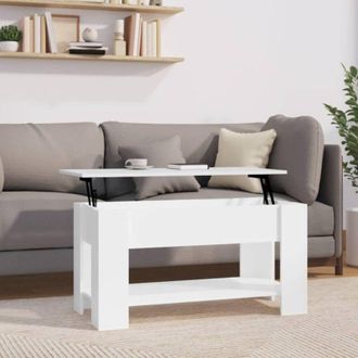 vidaXL Mesa De Centro Madera De Ingenier&iacute;a Blanco Brillo 101x49x52 Cm Vidaxl