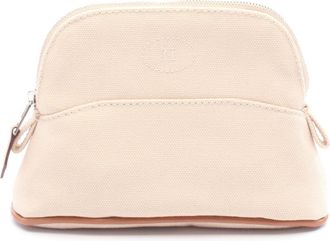 Herm&egrave;s Brown Ivory Natural Canvas Leather Pouch (Pre-Owned)