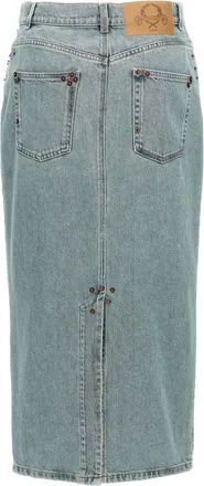 Moschino Womens Blue Cotton Midi Skirt