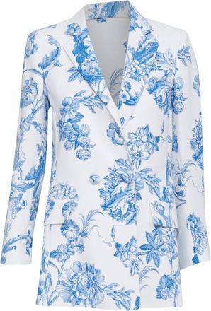 Oscar De La Renta Oscar De La Renta 2019 White Blue Toile Blazer