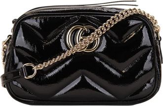 Gucci Cross Body Bags, female, Black, Size: ONE SIZE Quilted Patent Leather Shoulder Bag