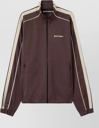 Palm Angels logo high collar silk nylon jacket