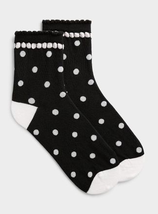 Simons Womens Scalloped-hem contrast pattern ankle socks