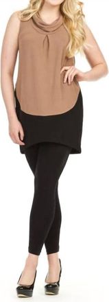 Papillon Color Block Cowl-Neck Sweater Dress In Camel/black