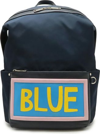 Fendi Blue Navy Pink Nylon Leather Backpack (Pre-Owned)