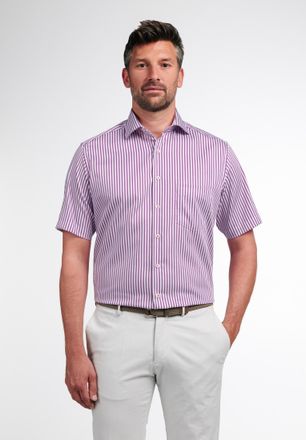 Eterna Kurzarmhemd ETERNA MODERN FIT, Herren, Gr. 44, Normalgr&ouml;ssen, rosa (pink), Satin, 100% cotton, tailliert, Hemden Kurzarmhemd