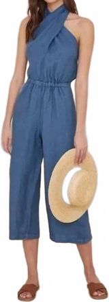 Bella Dahl Wrap Neck Halter Jumpsuit In Deep End