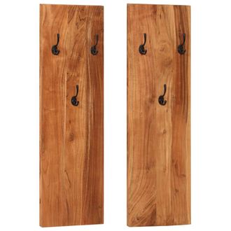 vidaXL Vidaxl - Percheros De Pared 2 Uds Madera Maciza De Acacia 36x3x110 Cm