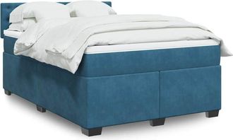 vidaXL Vidaxl - Cama Box Spring Con Colch&oacute;n Terciopelo Azul 140x200 Cm