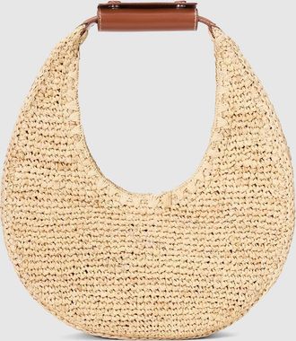 Staud Sac Moon Raffia Tote Bag Natural Tan