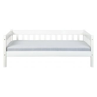 Dmora Dmora Canap&eacute;-lit Simple, En Pin Massif Blanc, 98x205x63 Cm, Sommier &Agrave; Lattes Inclus