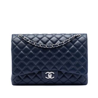 Chanel Tweedehands Maxi Classic Kaviaar Dubbele Flap