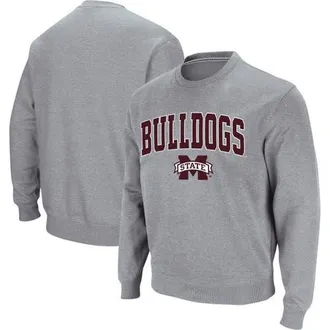 Colosseum Mens Colosseum Heathered Gray Mississippi State Bulldogs Arch & Logo Tackle Twill Pullover Sweatshirt in Heather Gray at Nordstrom, Size Xx-Large