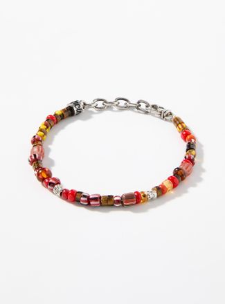 Mancino Mens Murano bead and natural stone bracelet
