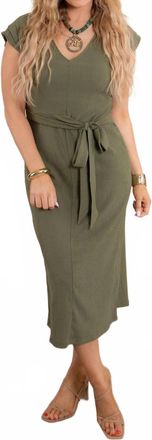 Tribal Sleeveless Wrap Midi Dress In Loden