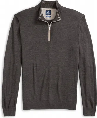 Johnnie-O Mens Raynor Merino Zip Sweater In Cocoa