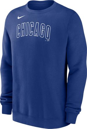 Nike Chicago Cubs Wordmark Nike Mens MLB Pullover Crew in Blue | NKPV4EWEJ-M4Z