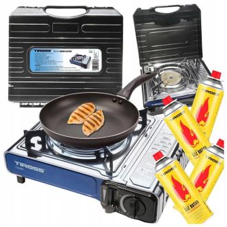 OEM Cocina Tur&iacute;stica Tiross Ts-266 Plateada 1650 W + 4 Cilindros De Gas