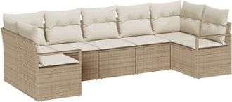 vidaXL Vidaxl - Conjunto De Sof&aacute; De Jard&iacute;n Con Coj&iacute;n 7 Pcs Beige, Crema