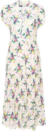Zadig&Voltaire Razy floral-print midi dress - women - Viscose/Viscose/Mother of Pearl - S - Neutrals