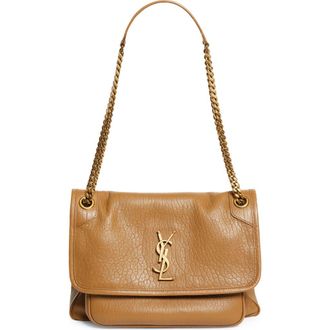 Saint Laurent Medium Niki Leather Shoulder Bag in Dark Cork at Nordstrom