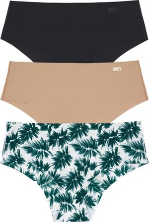 DKNY Litewear Cut Anywhere Assorted 3-Pack Hipster Briefs in Black/Glow/Desert Palm Print at Nordstrom, Size X-Large