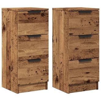 Berkfield Home Sideboards 2 pcs Old Wood 30x30x70 cm Engineered Wood in Brown | Size: 30 x 30 x 70 cm