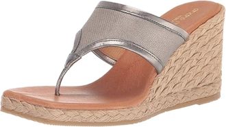 Andr&eacute; Assous Womens Andre Assous Arabella Sandals Metallic Taupe Slip On Wedge Heel GAL1497